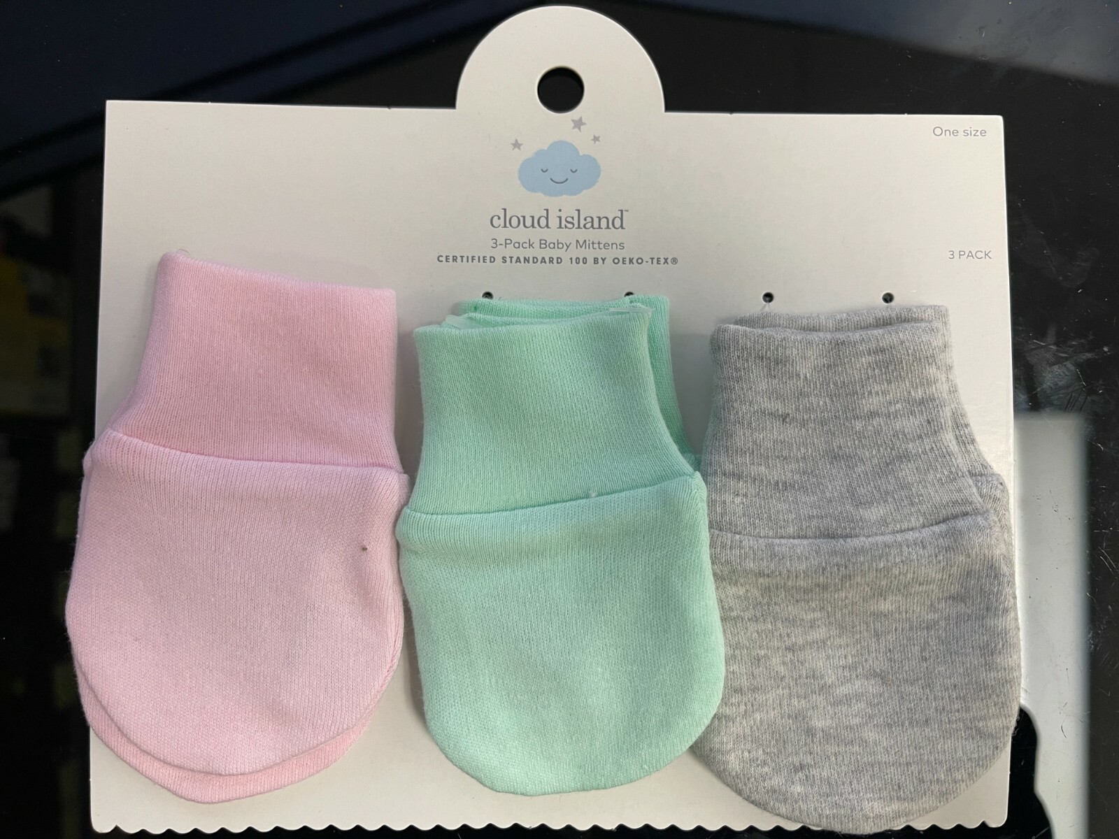 Cloud Island 3-pack baby mittens, one size