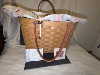 Longaberger LARGE Good Ol  Summertime Boardwalk Basket w Liner & Protector 2002