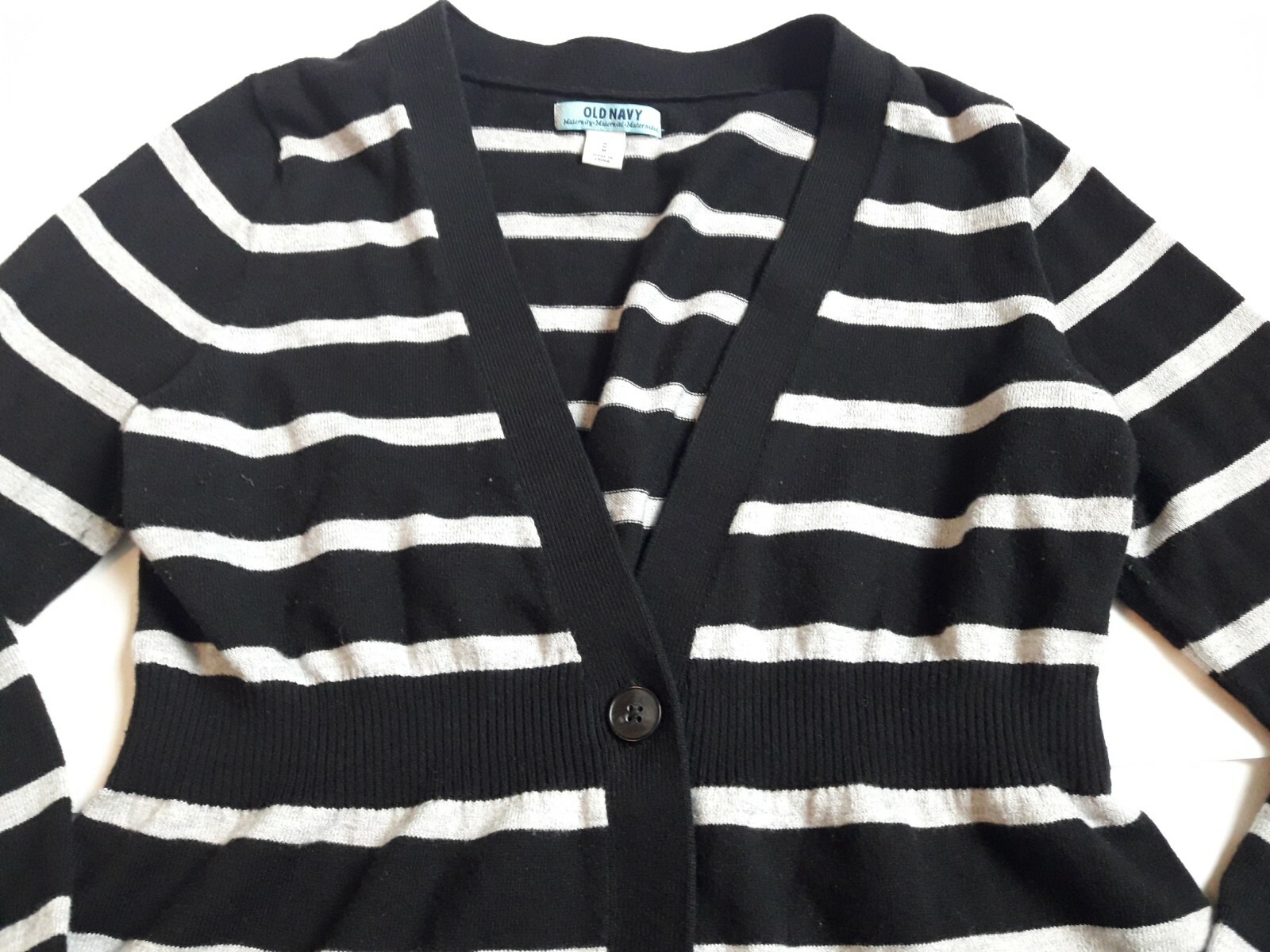 Old Navy maternity cardigan sweater size medium black stripe