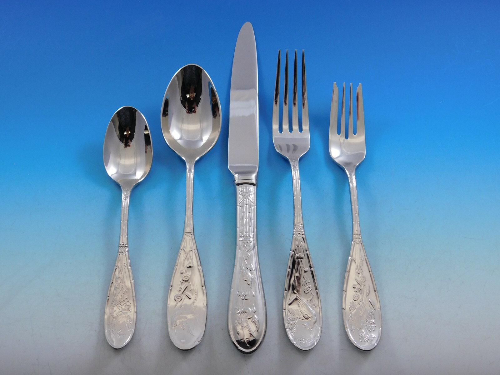 Japanese Bird Audubon by Ricci Stainless Flatware 5piece Place Setting New eBay