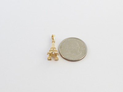 Pre-owned Preciousgold4you 14k Yellow Gold Paris Eiffel Tower Charm Pendant