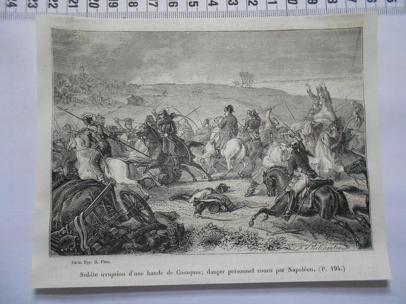 G76  / Gravure 1865 /  Cosaques Danger Couru Par Napoleon