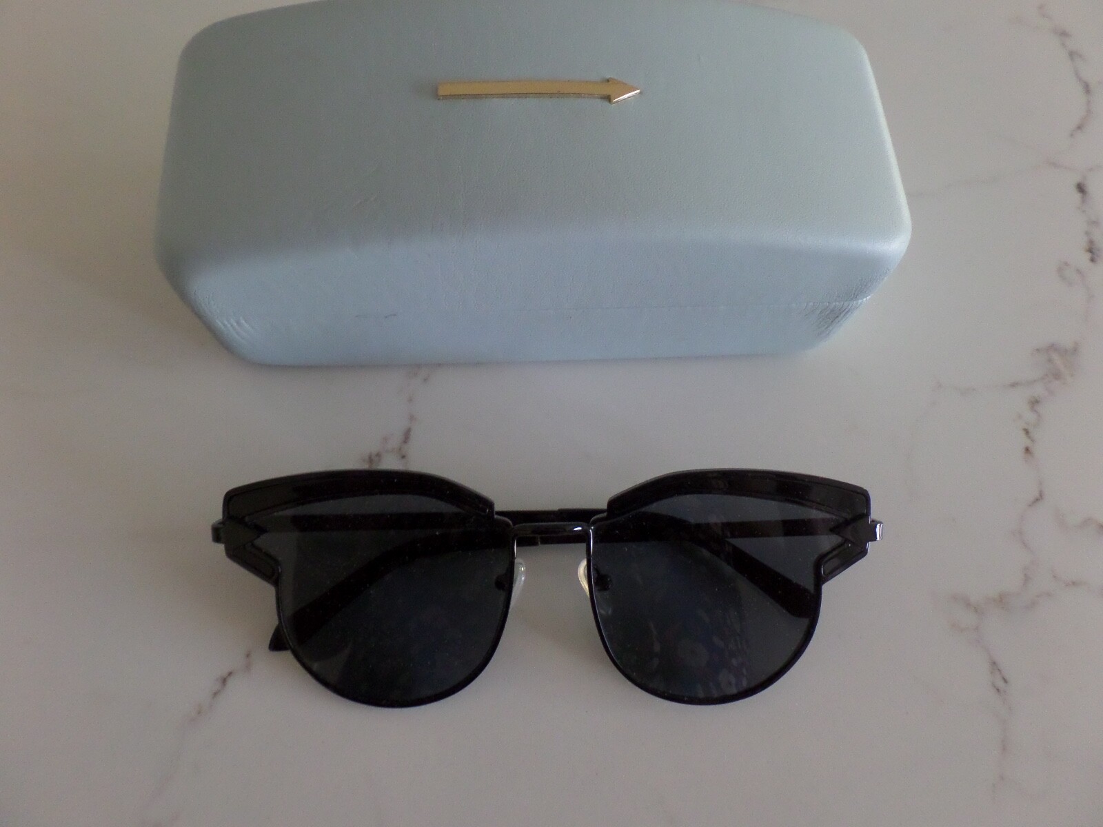 KAREN WALKER Superstars Felipe Cat-eye black metalTortoise
