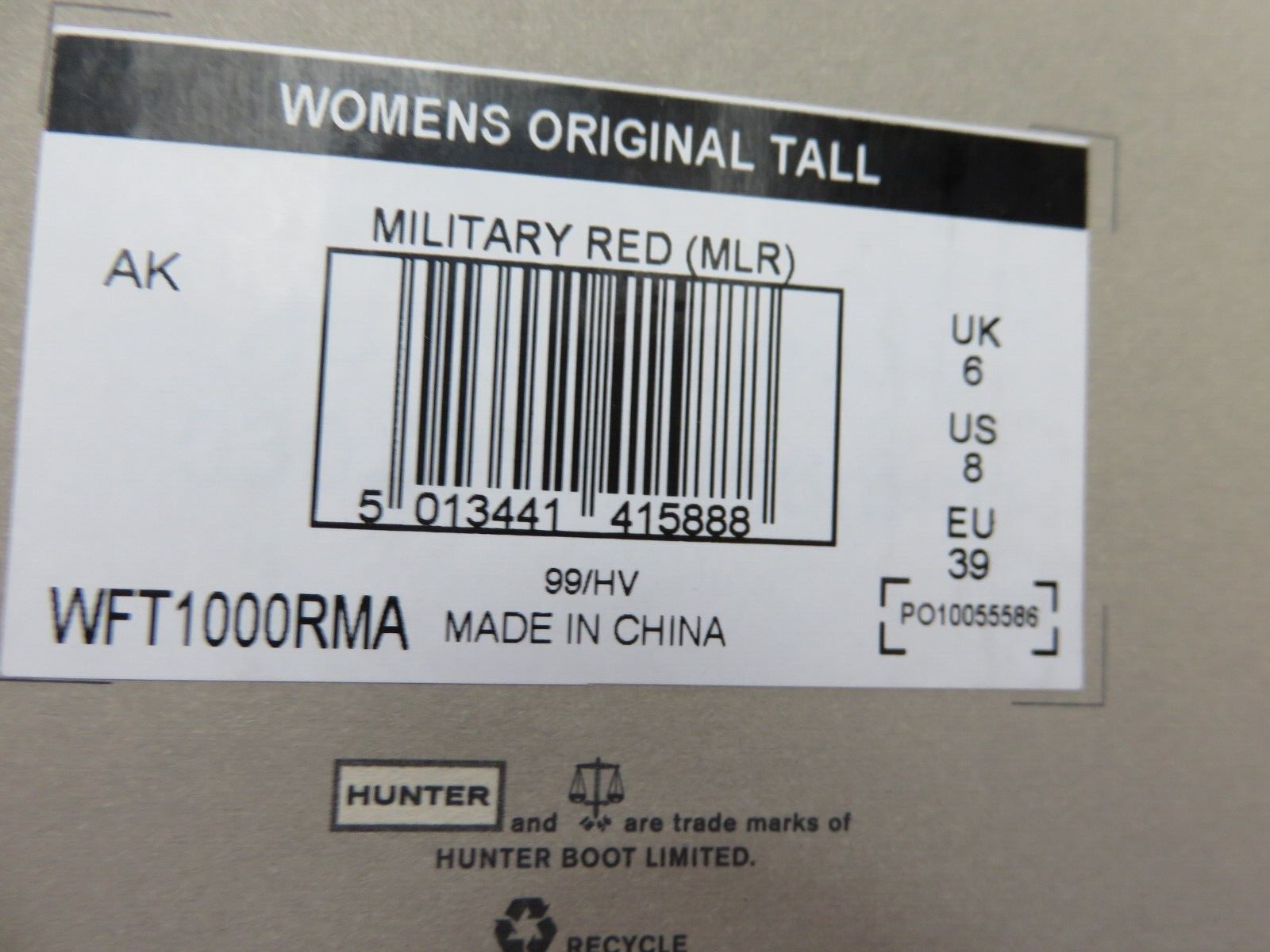 Hunter Women's Original Tall Rain Boot Black 6 7 8 9 10
