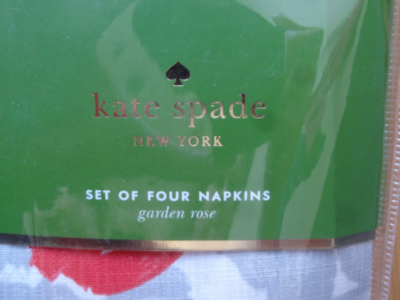 NEW Kate Spade Napkins Garden Rose Gray Coral Set/4  20 x 20