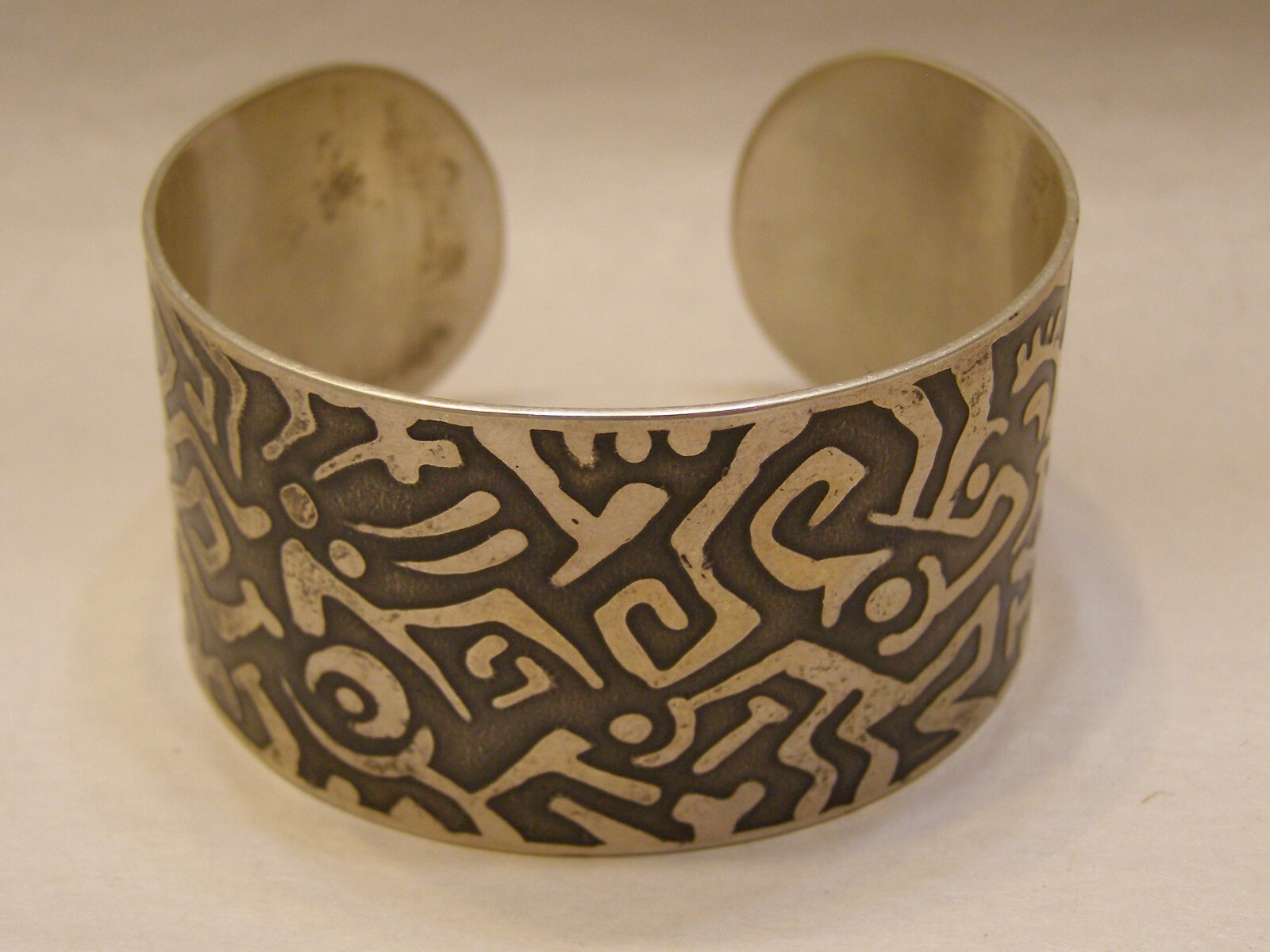 Vintage Sterling Silver Southwest Cuff Bracelet Signed