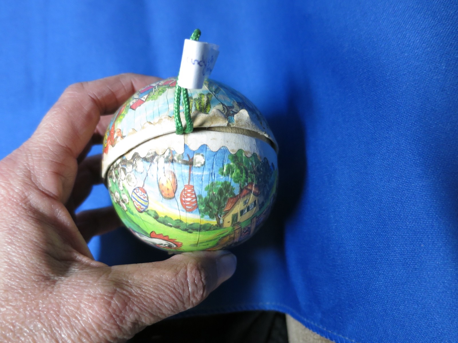 Vintage Made in England Paper Egg Candy Container 4.5 X 3 3/4 inch