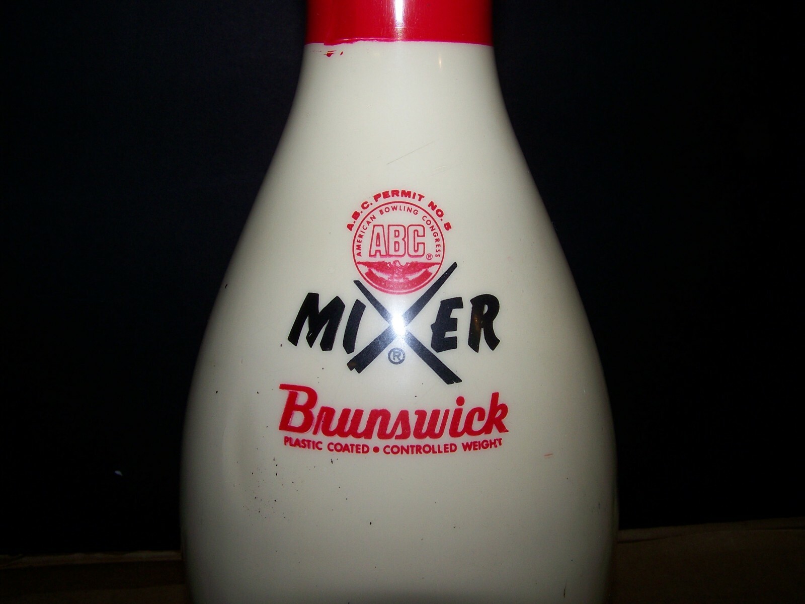 Vintage Brunswick MIXER Red Crown ABC Approved Plastic Coated Bowling Pin 15