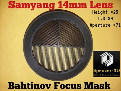 Samyang 14mm Lens Bahtinov Focus Mask 