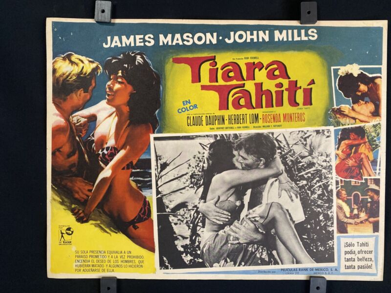 1962~Tiara Tahiti~JAMES MASON~ROSENDA MONTEROS~HERBERT LOM~Orig.Mexcn Lobby Card