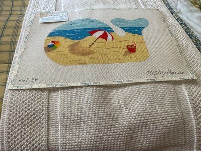 KATE DICKENSON HP NEEDLEPOINT MEDIUM WHALE-BEACH SCENE-SST-26