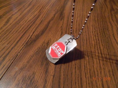 MIP- Chrome Dog Tag with a Stop Snitching stop sign / 36 inch ball chain