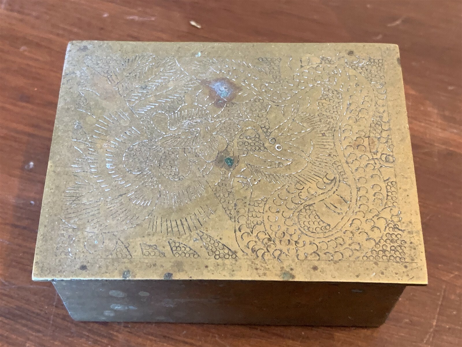 Vintage or Antique Decorative Chinese Brass Stamp Box