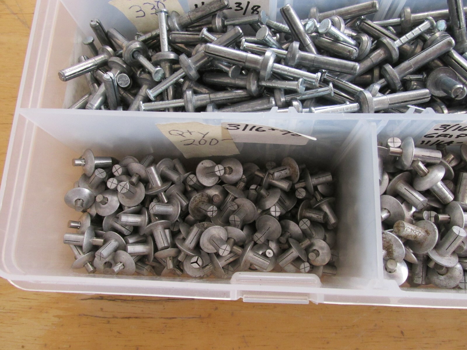 Lot of 1300+ New Various Size Button Mushroom  Head Nailing Concrete Anchors