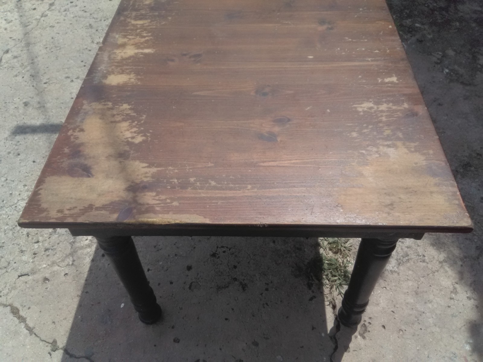 Antique Farm House Semi Rustic Table With Victorian Turned Post Legs