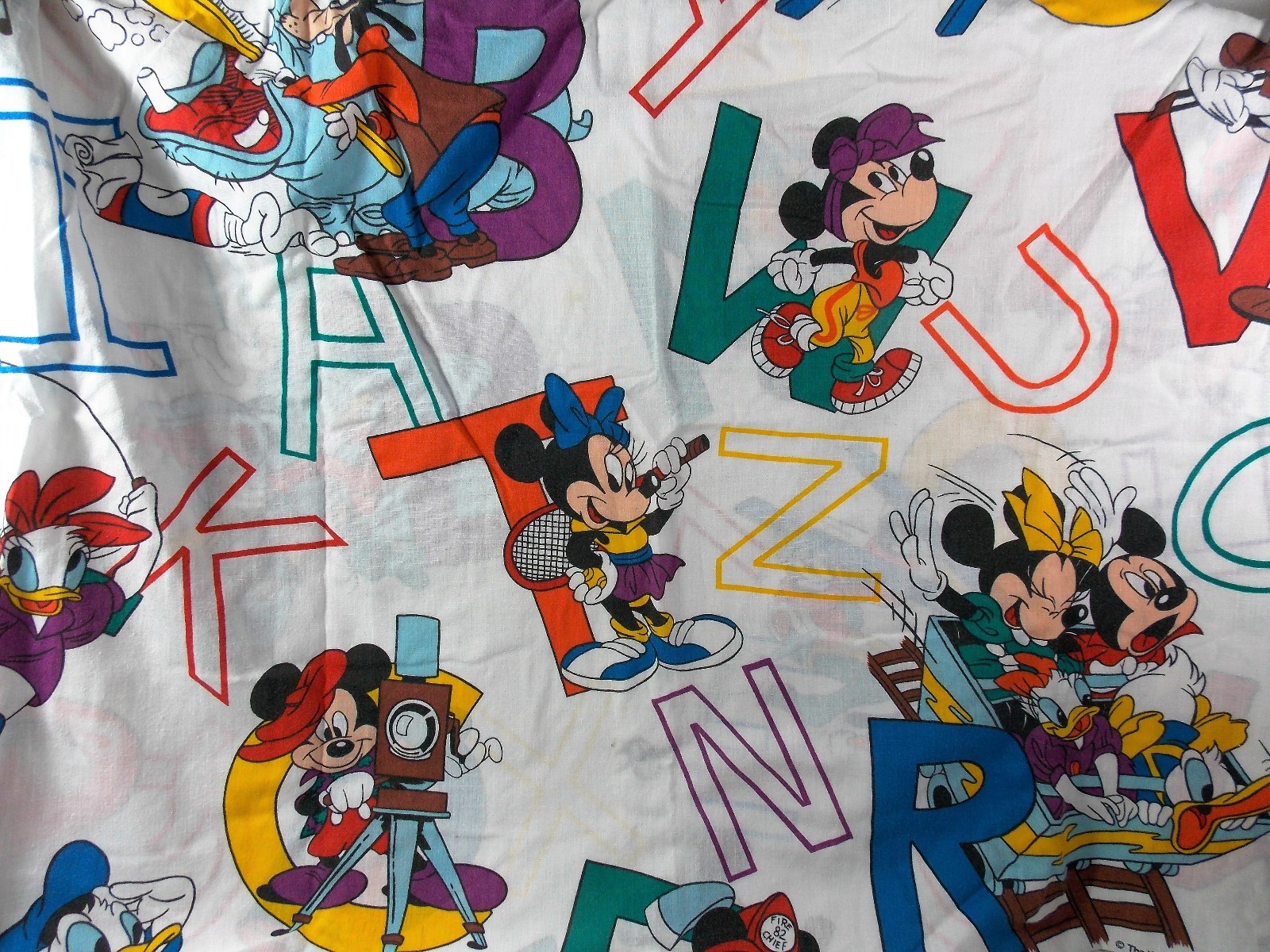 Disney Vintage Dundee Mickey Mouse ABC Fitted Crib Sheet Toddler Bed USA