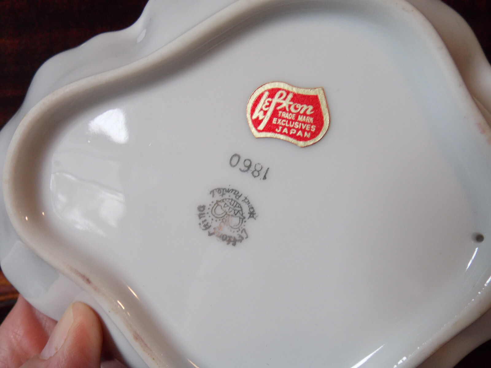 Vintage Lefton Green Heritage #1860 Pink Rose Candy Nut dish Nappy (74)