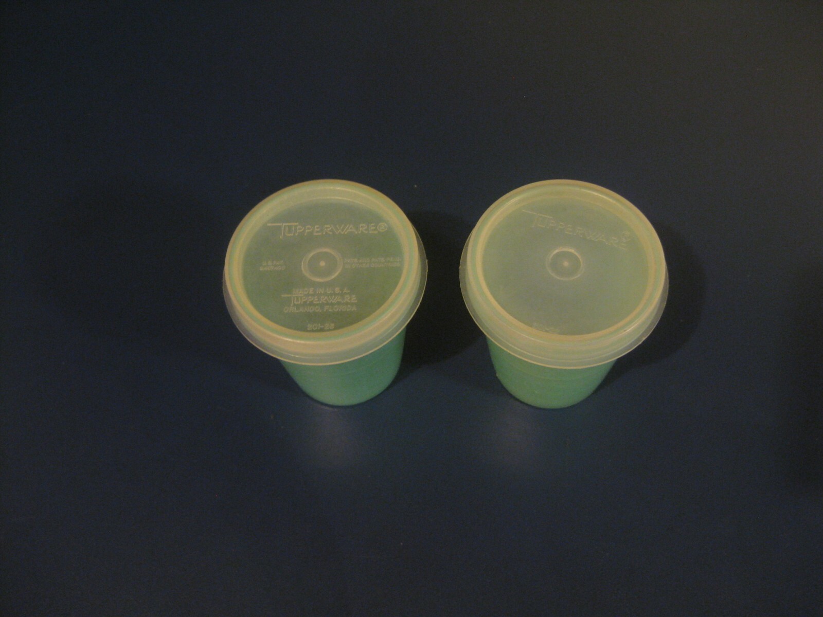 Vintage Set of 2 Tupperware Midget Containers 101 and 201 Lids 2 oz