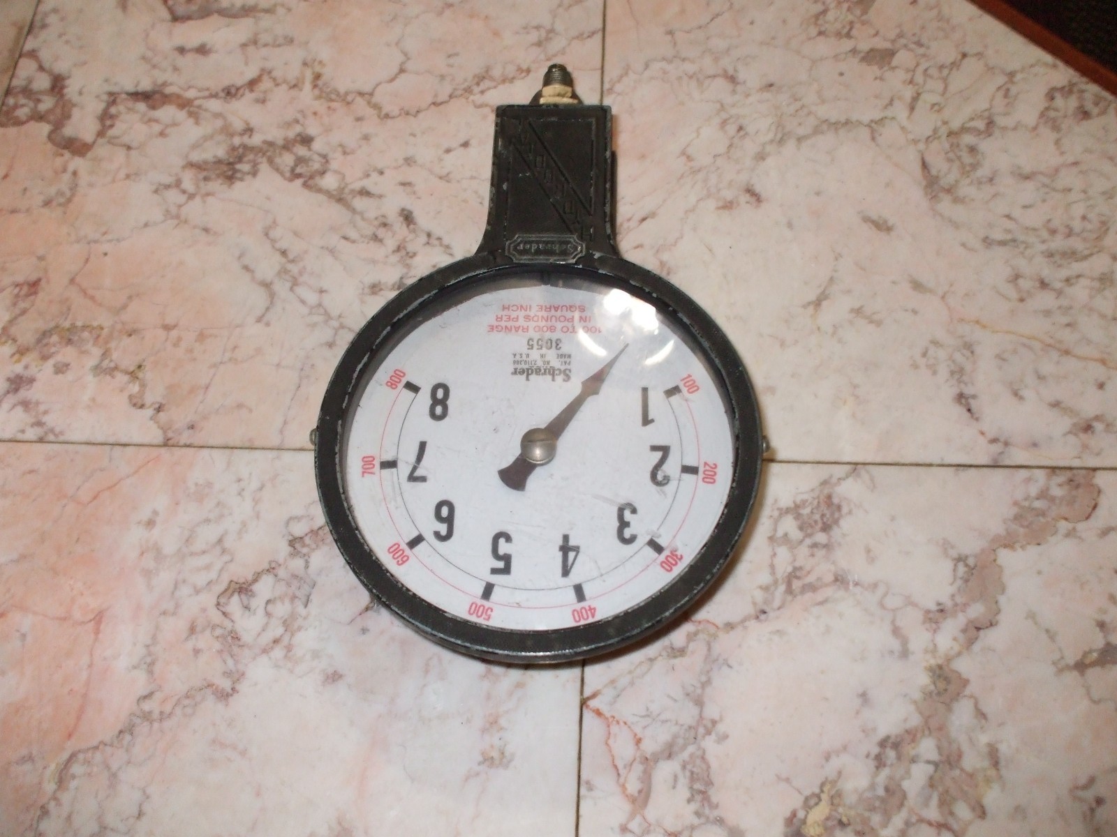 Steam Punk Vintage SCHRADER 6 INCH HYDRODIAL 100 TO 800 LBS GAGE #3055