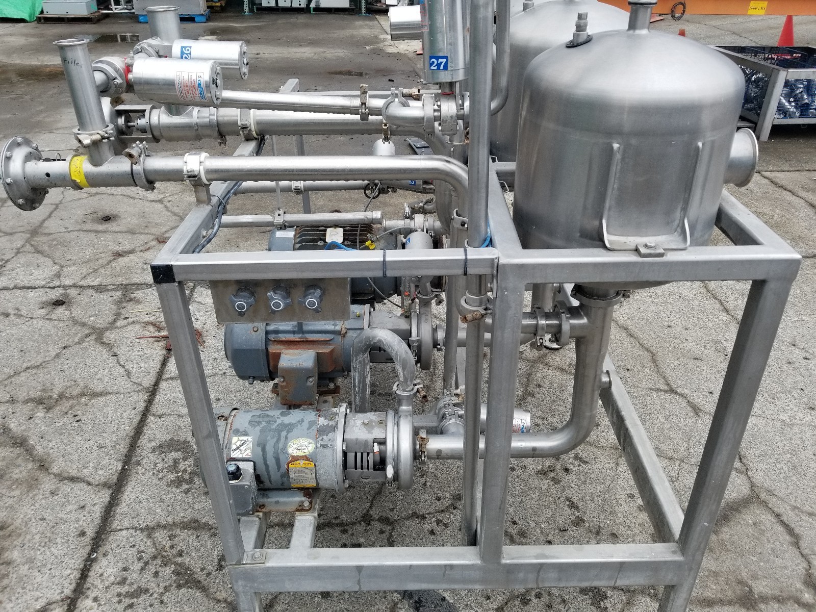Stainless triple Pump and tank Mixing Station, all Food Grade Stainless