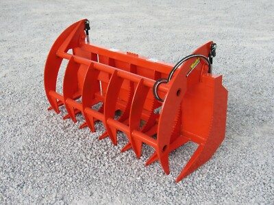 72'' Brush Root Rake Clam Grapple Attachment Fits Skid Steer Tractor Quick Attach