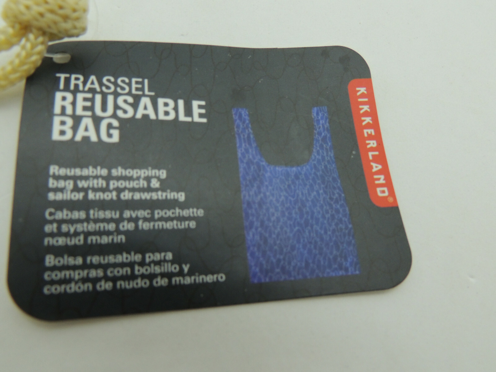 KIKKERLAND reusable Tote bag Blue NWT Fishnet design on bag