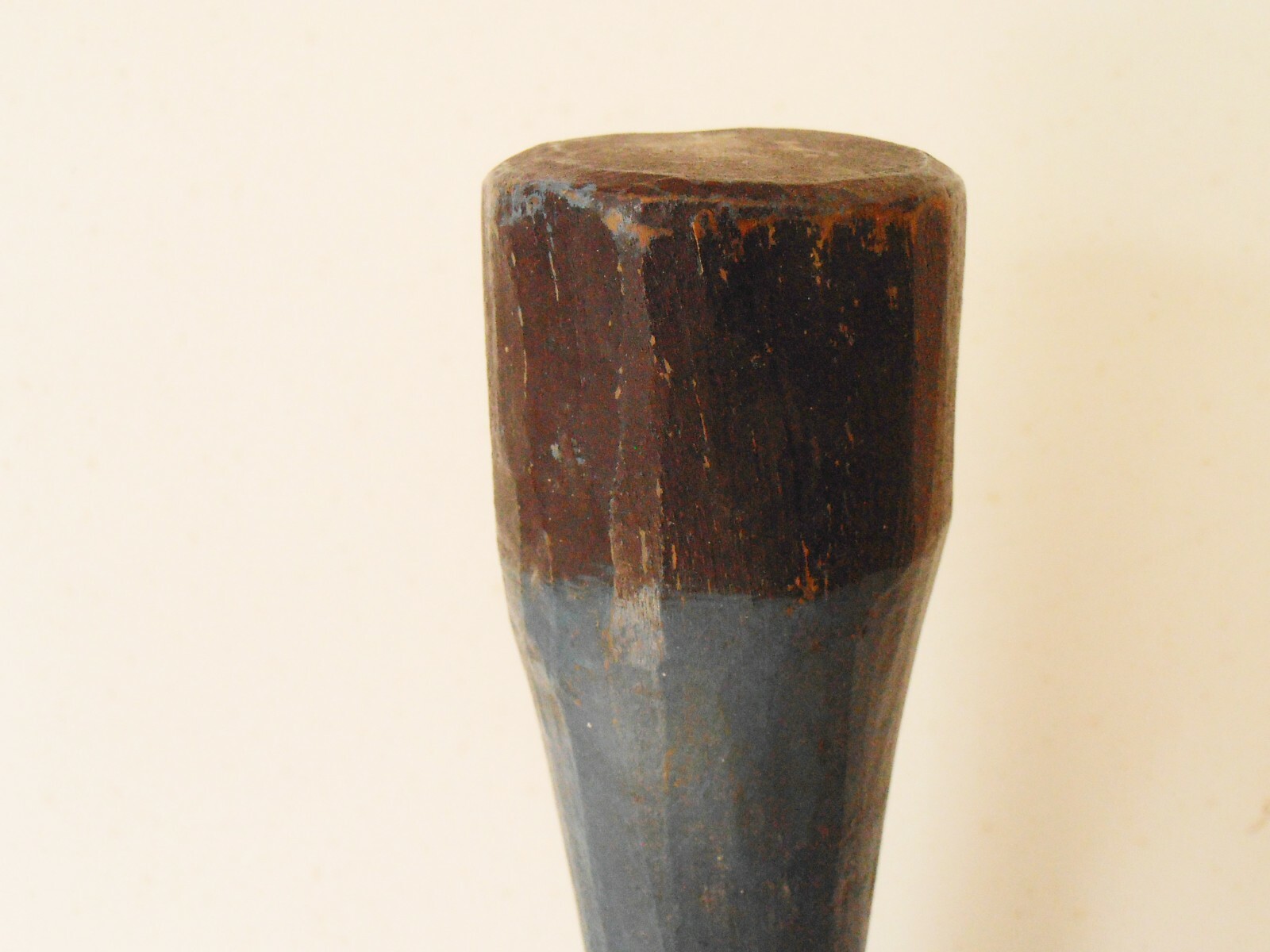 Antique Native American wooden Mallet basket making tool original blue paint