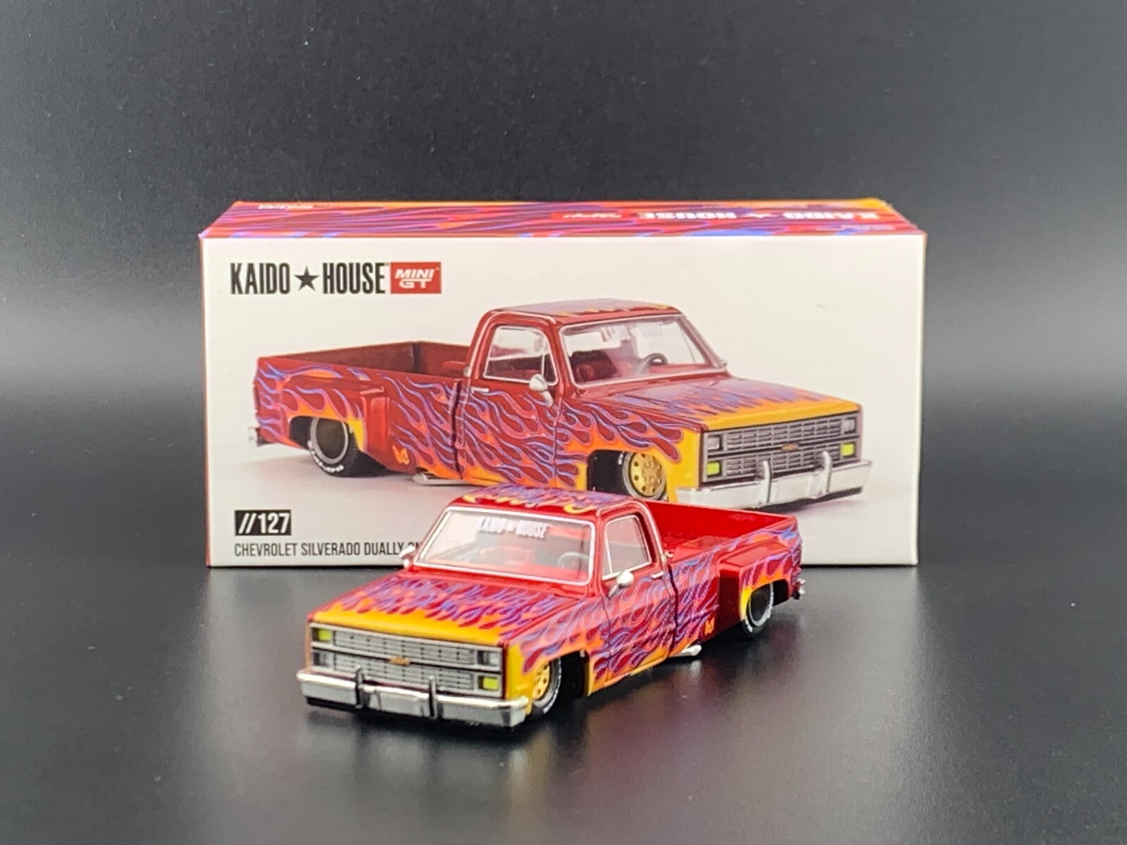 Kaido House x Mini GT Chevy Silverado Dually On Fire V1
