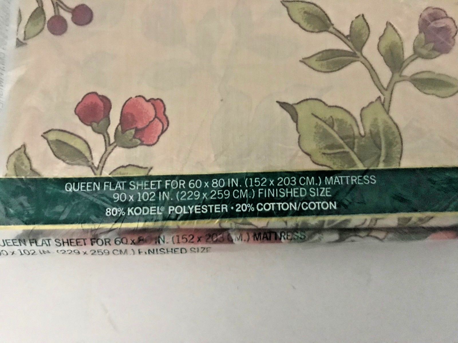 Springmaid Queen Flat Sheet Covent Garden 60 x 80 No Iron Tranquility VINTAGE