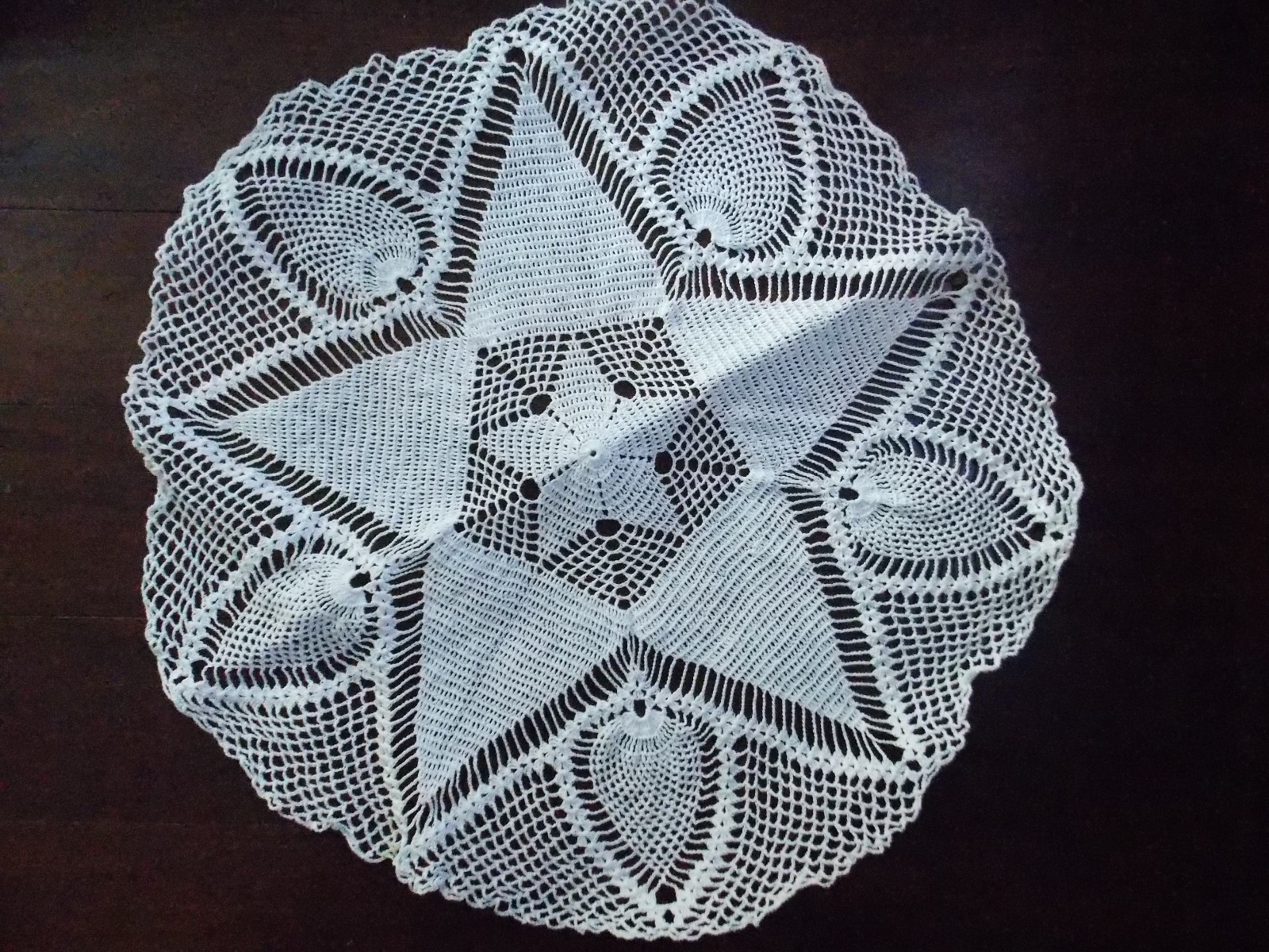 Vintage Large White Crochet Doily Hand Made Measures 21