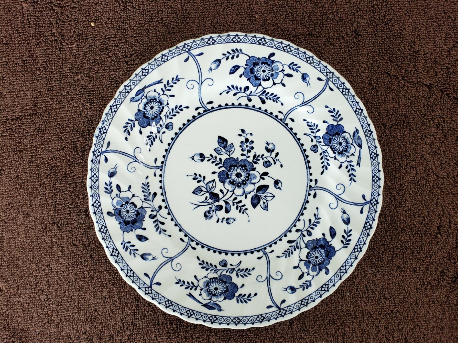 3 Vtg Johnson Brothers England INDIES Ironstone Salad Plates Blue and White
