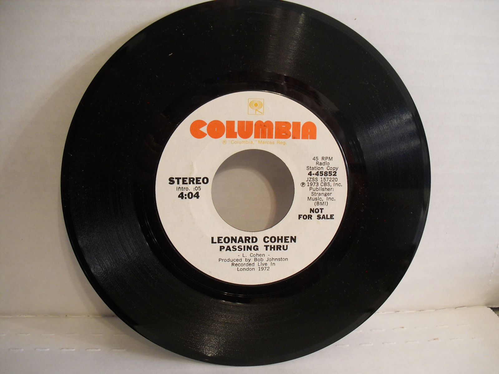 【YOU】 Leonard Cohen, Passing Thru, Columbia 4-45852 Promo | eBay