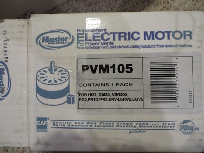 MASTER FLOW PVM105 REPLACEMENT POWER VENT MOTOR EGV5/ERV4/ERV5/PR-1/PR-2/PG1/PG2