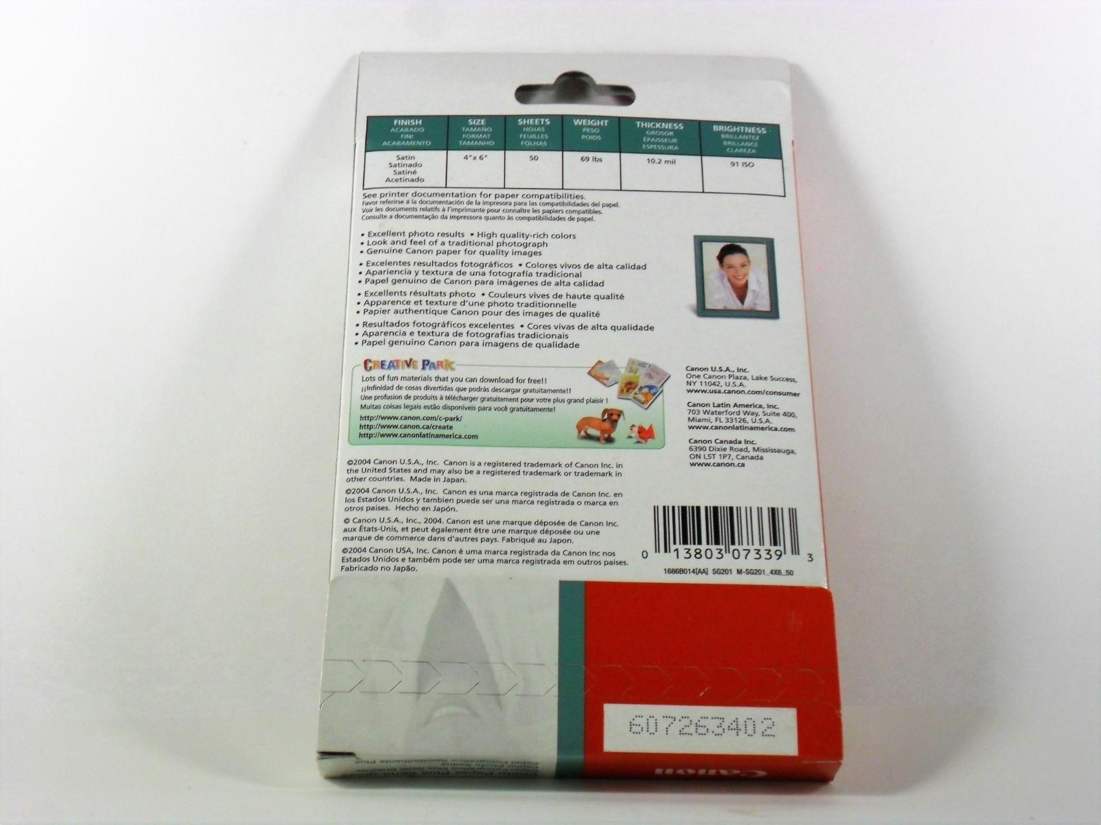 Canon Photo Paper Plus Semi-gloss SG-201 4x6 - 50 Sheets