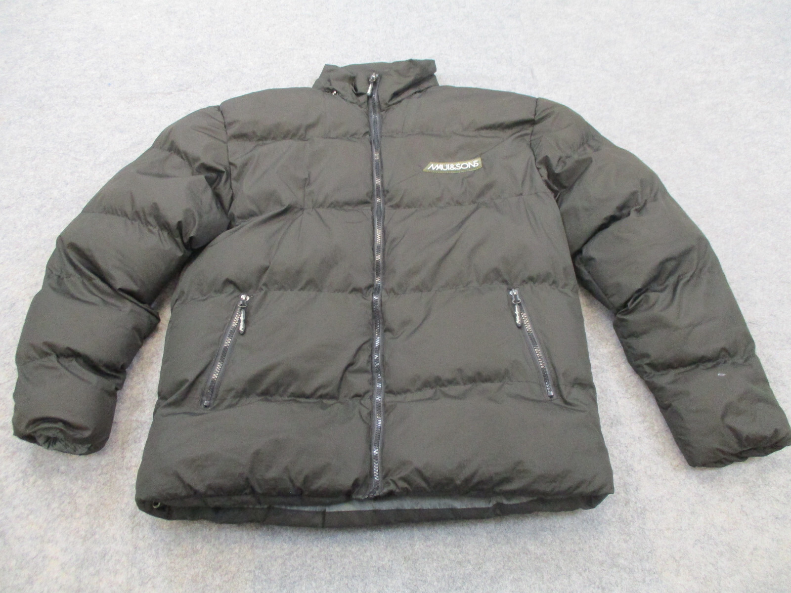 Maui & Sons Jacket Mens Medium Black Coat Full Zip Adult