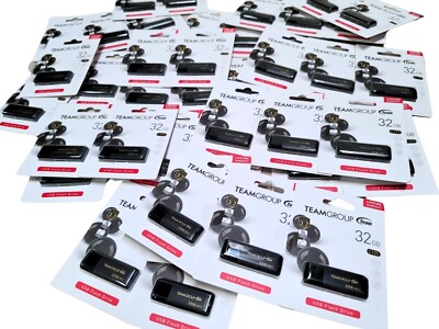 LOT of 50-PACK 32GB TEAMGROUP C175 USB 3.2 GEN 1 FLASH THUMB DRIVES - FAST SHIP
