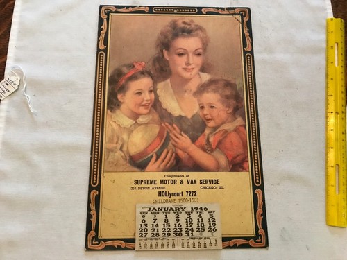 1946 Supreme Motor & Van Service Vintage Calendar, Chicago