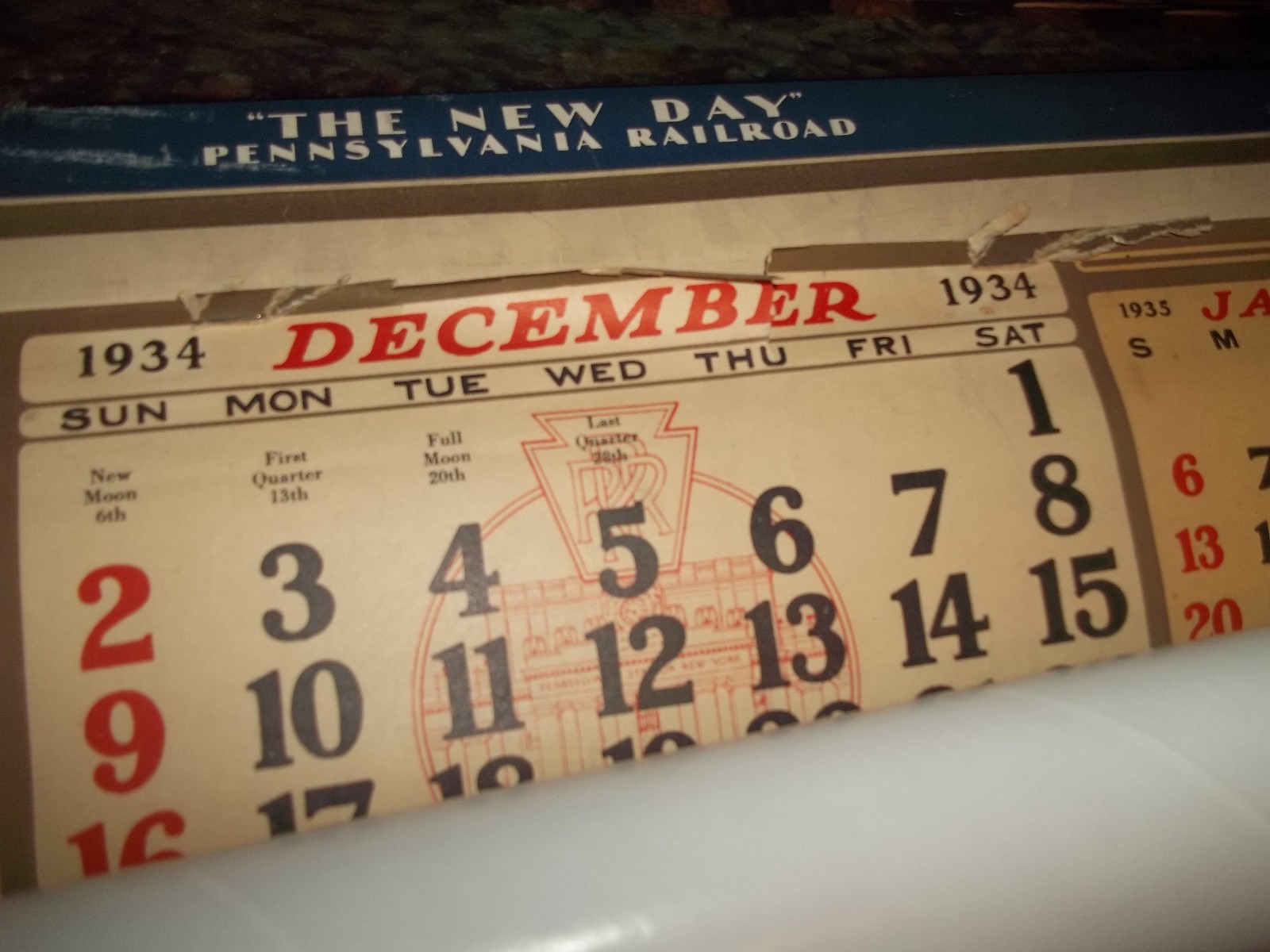 1934 December PENNSYLVANIA RAILROAD CALENDAR GRIF TELLER 