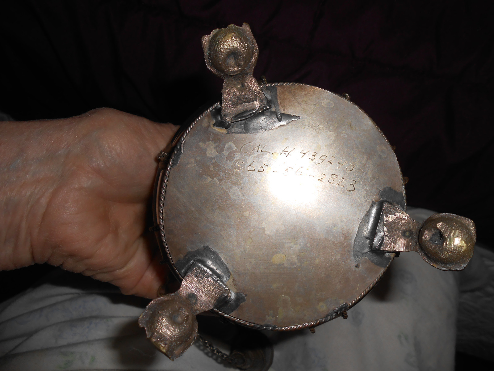 VINTAGE GLASS METAL WINE DECANTER EUROPEAN FROM MID 1800’s