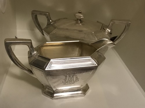 Vintage Sterling Silver Creamer and Covered Sugar Monogrammed