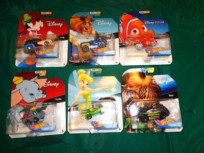 2018 Hot Wheels Character Cars Disney Series 3 Die Cast Car Set of 6 Nemo +