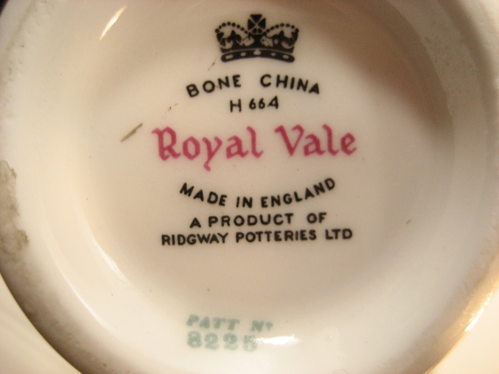 Royal Vale Bone china tea cup and saucer Fruit pattern Ridgeway Potteries