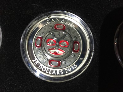 2015 -  $25 Fine Silver 3 Coins Set Singing Moon Mask Canada Ultra-High Relief