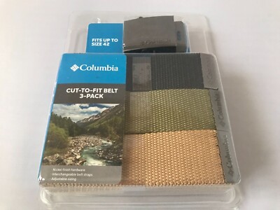 Columbia Men  CUT TO FIT BELT 3 PACK FITS UP TO SIZE 42 ASSORTED OR MULTI COLOR