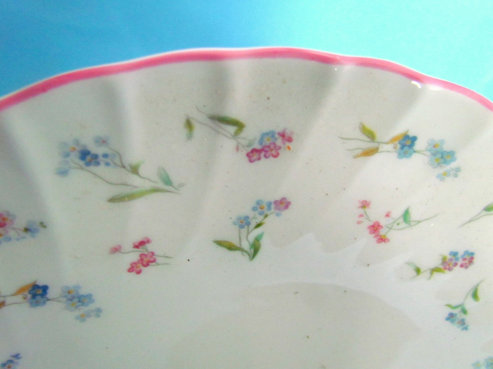 Pink Forget Me Not Handled 12.25 Inch Cake Plate by Royal Worcester