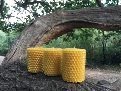100% ORGANIC HANDMADE BEESWAX CANDLES * SET OF 3 CANDLES *