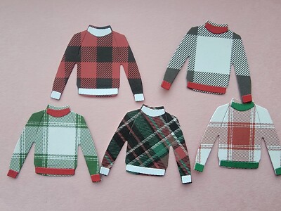 Any 4 Christmas Plaid Sweaters Cardstock die cuts scrapbook cards