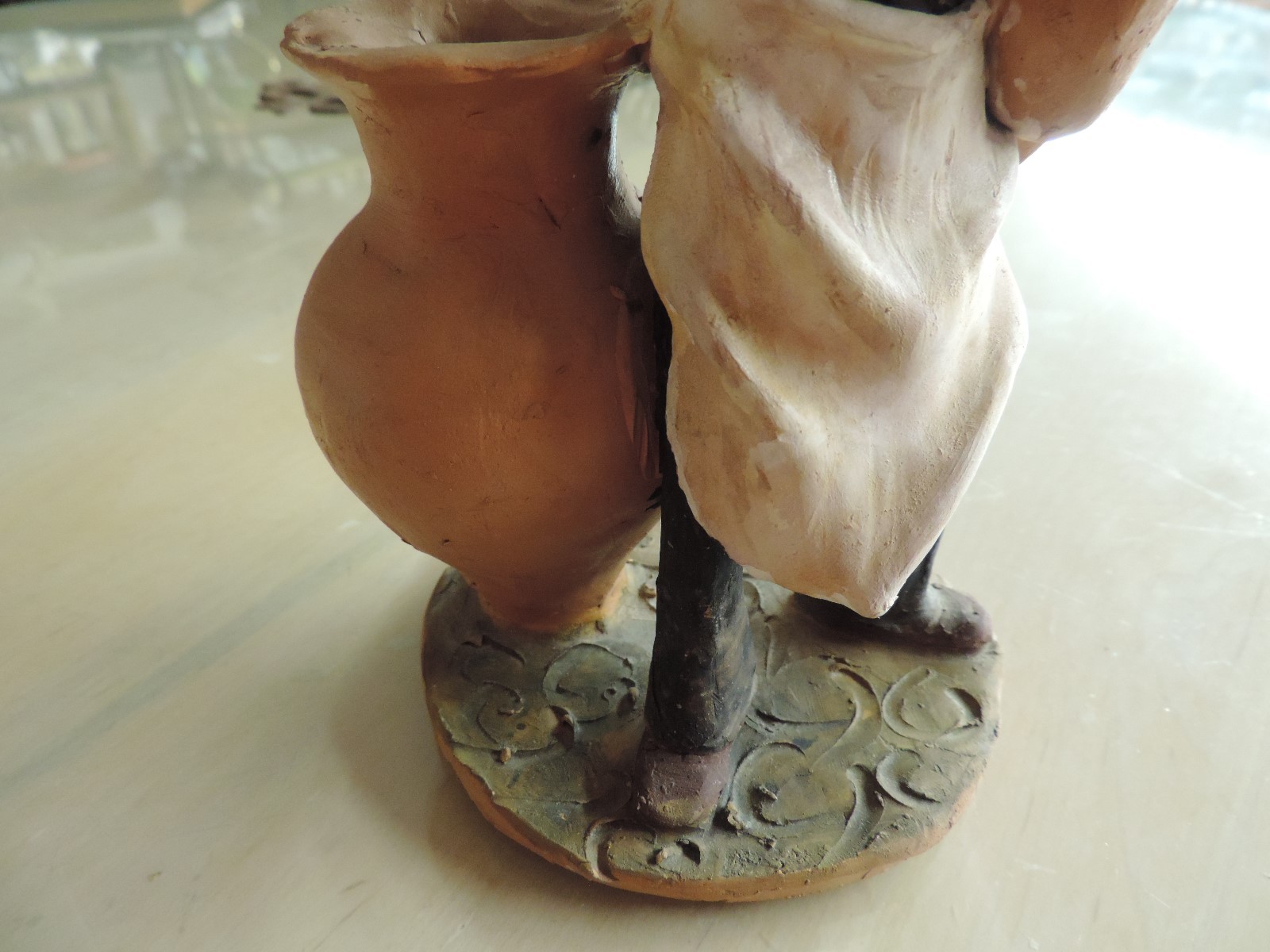 Vintage Decorative Clay Figurine Man With Water Jugs Marked Scarlatella