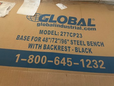 Global Industrial 277CP23 ''Base for 48''/72''96'' Steel Bench with Backrest Black''