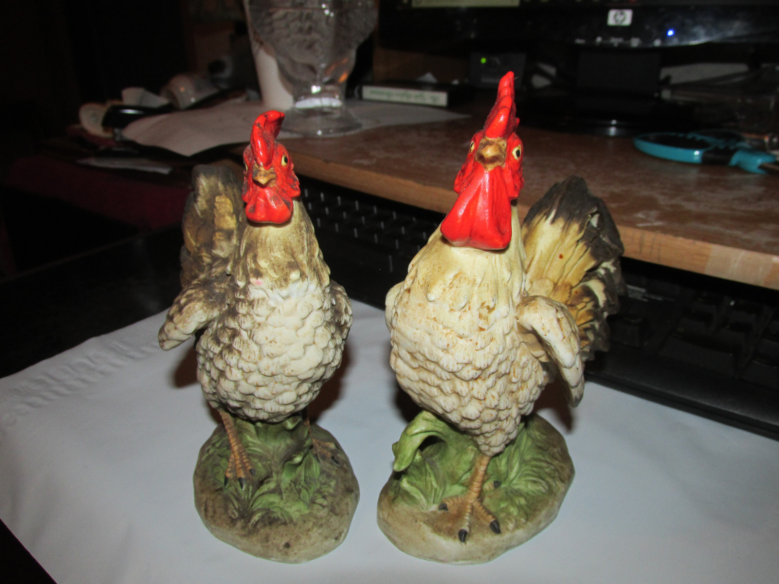 Vintage Porcelain Rooster & Hen Figurines Home Interiors HOMCO 1446